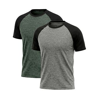 2 Packs Men's Raglan T-Shirts Short Sleeve Crewneck Color Block Casual Baseball Tee Shirt