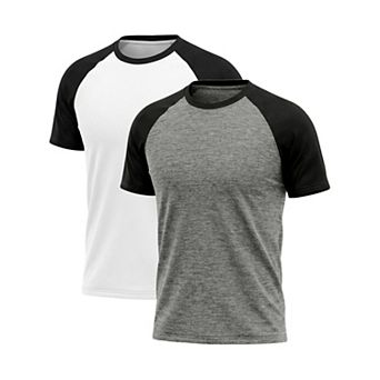 2 Packs Men's Raglan T-Shirts Short Sleeve Crewneck Color Block Casual Baseball Tee Shirt