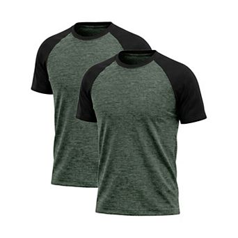 2 Packs Men's Raglan T-Shirts Short Sleeve Crewneck Color Block Casual Baseball Tee Shirt