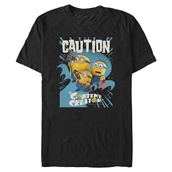 Men's Minions & Monsters Caution Content Creator Graphic Tee