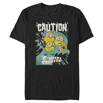 Men's Minions & Monsters Caution Content Creator Graphic Tee
