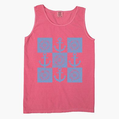 Anchor Wheel Grid - Womens Garment Dyed Tank