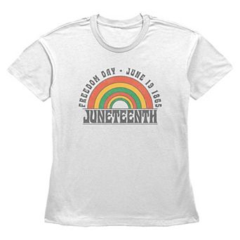 Women's Juneteenth Freedom Day Retro Rainbow Graphic Tee