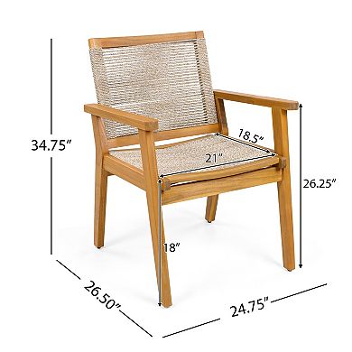 Merax Outdoor Dining Chairs Set of 2, Teak Finish Wood Frame