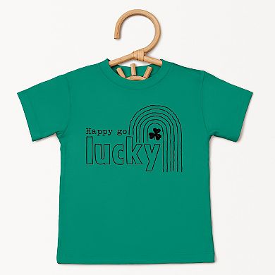 The Juniper Shop Happy Go Lucky Shamrock Toddler Short Sleeve Tee