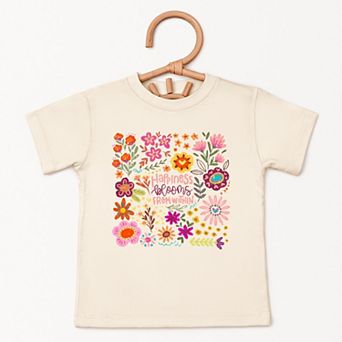 The Juniper Shop Happiness Blooms From Within Toddler Short Sleeve Tee