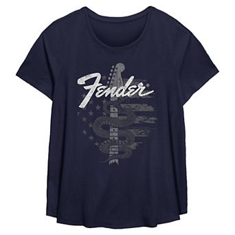 Plus Size Fender Logo & Snake Graphic Flowy Graphic Tee