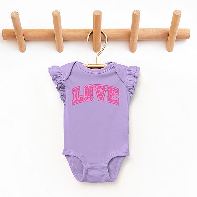 Love Varsity Hearts - Baby Flutter Sleeve Bodysuit