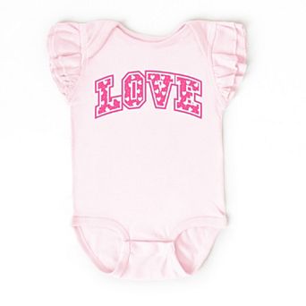 Love Varsity Hearts - Baby Flutter Sleeve Bodysuit