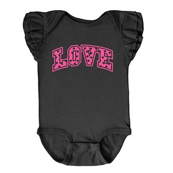 Love Varsity Hearts - Baby Flutter Sleeve Bodysuit