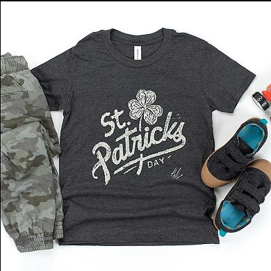St. Patrick's Day Clover Cursive - Youth Short Sleeve Graphic T-Shirt