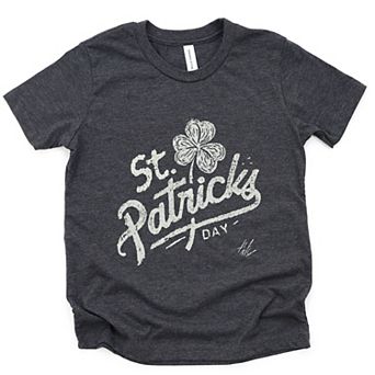 St. Patrick's Day Clover Cursive - Youth Short Sleeve Graphic T-Shirt