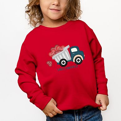 SmileyWorld Dump Truck Hearts - Toddler Graphic Sweatshirt