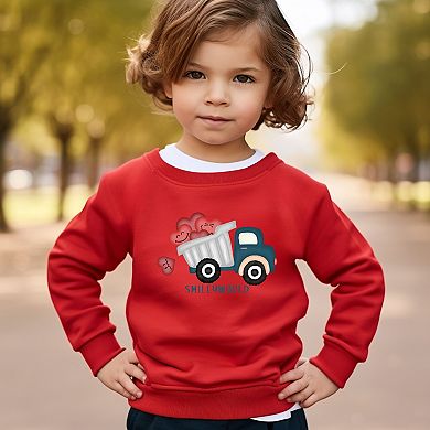 SmileyWorld Dump Truck Hearts - Toddler Graphic Sweatshirt
