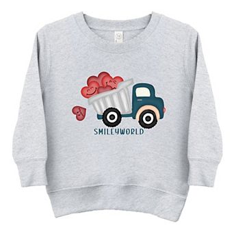 SmileyWorld Dump Truck Hearts - Toddler Graphic Sweatshirt
