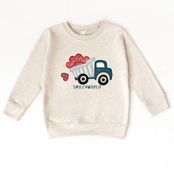 SmileyWorld Dump Truck Hearts - Toddler Graphic Sweatshirt