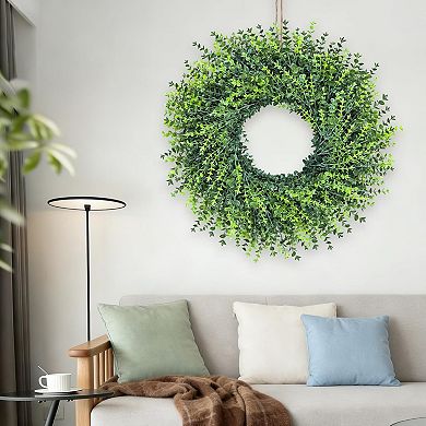 Large Boxwoods Door Wreath Artificial Greenery for Front Door