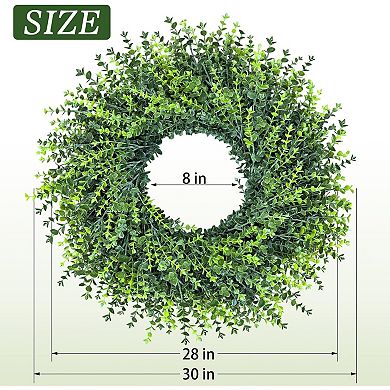 Large Boxwoods Door Wreath Artificial Greenery for Front Door