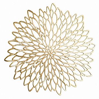 18 Metallic Round Leaf Placemats (Bulk) Pressed Vinyl Dining Mats for Christmas, Wedding,