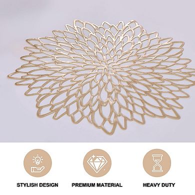 18 Metallic Round Leaf Placemats (Bulk) Pressed Vinyl Dining Mats for Christmas, Wedding,