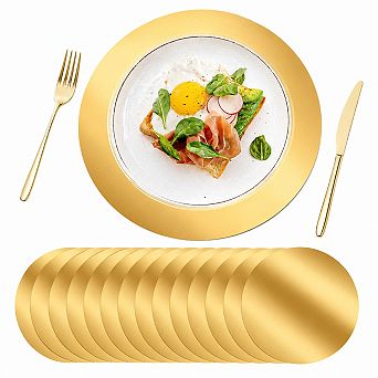 100 pc Round Disposable Paper Placemats Mirrored Aluminum Foil Table Decor for Party Wedding