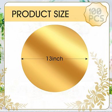 100pcs Round Disposable Paper Placemats Mirrored Aluminum Foil Table Decor for Party Wedding