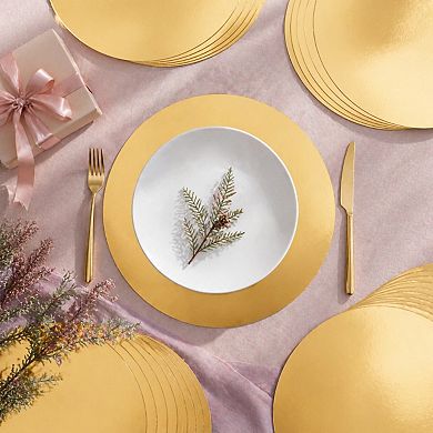 100pcs Round Disposable Paper Placemats Mirrored Aluminum Foil Table Decor for Party Wedding