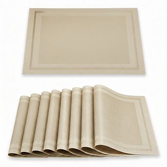 Set Of 8 Washable Heat Stain Resistant Indoor Outdoor Vinyl Woven Non Slip Table Placemats