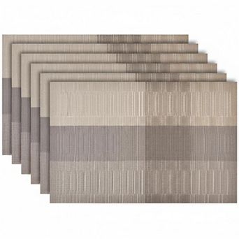 Set Of 6 Heat Resistant Place Mats Washable PVC Woven Vinyl Non-slip Stain Easy Clean Dining Kitchen