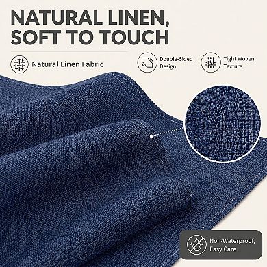 Cotton Linen Placemats Set of 6 Heat-Resistant Washable Navy Blue