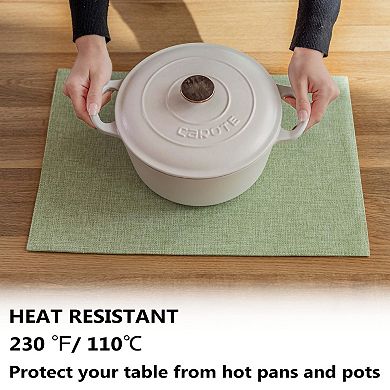 Set of 4 Washable Linen Textured Placemats Heat Resistant Scratch Protective Dining Table Mats