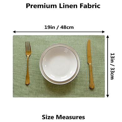 Set of 4 Washable Linen Textured Placemats Heat Resistant Scratch Protective Dining Table Mats