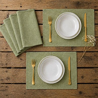 Set of 4 Washable Linen Textured Placemats Heat Resistant Scratch Protective Dining Table Mats