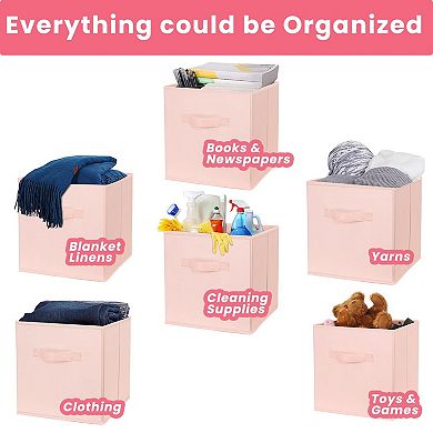 Fabric Collapsible Storage Cubes Sturdy Dual Handles Multi Use Organization Bins