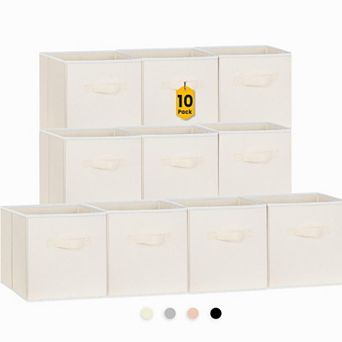 Fabric Collapsible Storage Cubes Sturdy Dual Handles Multi Use Organization Bins