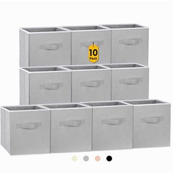 Fabric Collapsible Storage Cubes Sturdy Dual Handles Multi Use Organization Bins
