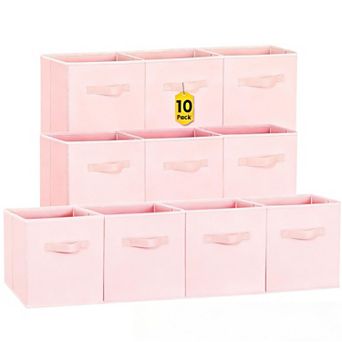 Fabric Collapsible Storage Cubes Sturdy Dual Handles Multi Use Organization Bins
