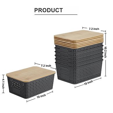 6 Pack Stackable Plastic Storage Bins With Lids Labels For Home Office Organization