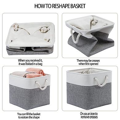 6 Pack Collapsible Fabric Storage Bins With Ropes Home Closet Organizer