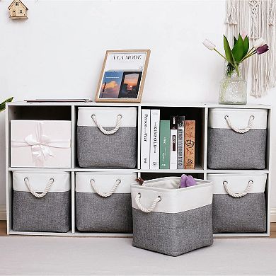 6 Pack Collapsible Fabric Storage Bins With Ropes Home Closet Organizer