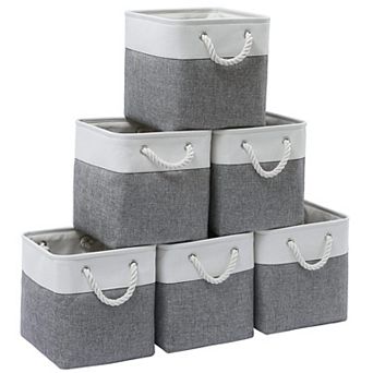 6 Pack Collapsible Fabric Storage Bins With Ropes Home Closet Organizer