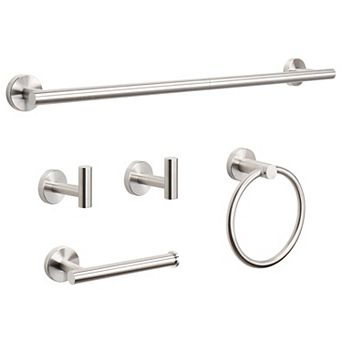 304 Stainless Steel Bathroom Hardware Kit Towel Rod Towel Ring Toilet Paper Holder Robe Hooks