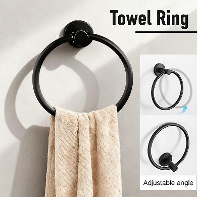5 Piece Bathroom Hardware Set Wall Mounted Towel Bar Rack Organizer