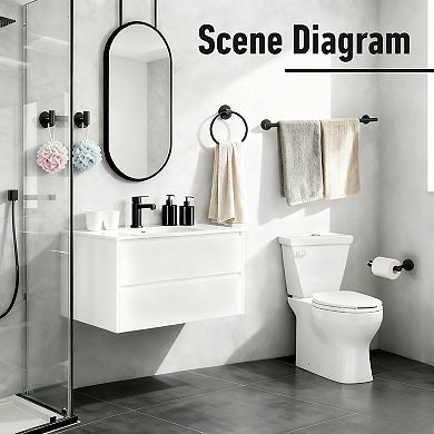 5 Piece Bathroom Hardware Set Wall Mounted Towel Bar Rack Organizer