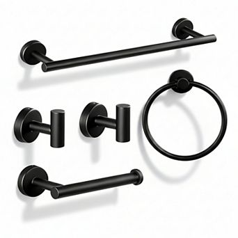 5 pc Bathroom Hardware Set Wall Mounted Towel Bar Rack Organizer