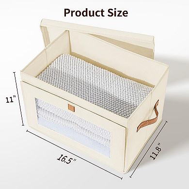 Collapsible Fabric Storage Bins With Lids Clear Window Handles Large Closet Organizer 2 Pack