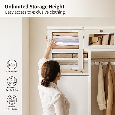 Collapsible Fabric Storage Bins With Lids Clear Window Handles Large Closet Organizer 2 Pack