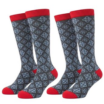 Men's Light Compression Knee High 2 Pair Socks, Great for Travel