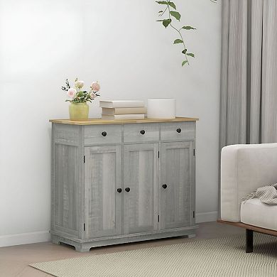 3-Drawer Sideboard with Adjustable Shelf, Metal Slides, and Top Storage Surface