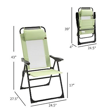 Set of 2 Outdoor Folding Recliner Chairs with Breathable Mesh and Steel Frame